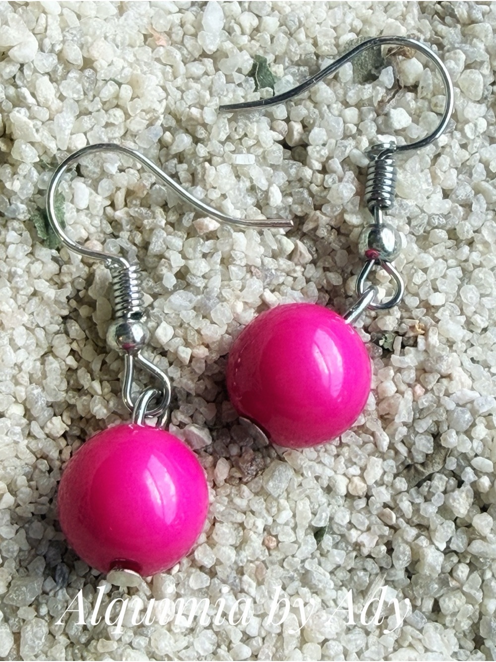 Alquimia Bright Pink Bead Drop Earrings